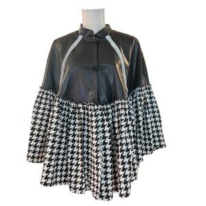 Item # A291 For Her NYC Glam Goth  Black Faux Leather Vegan Houndstooth NWOT 1X